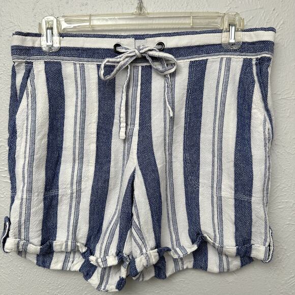 Per Se Striped Linen Blend Shorts - Picture 1 of 9